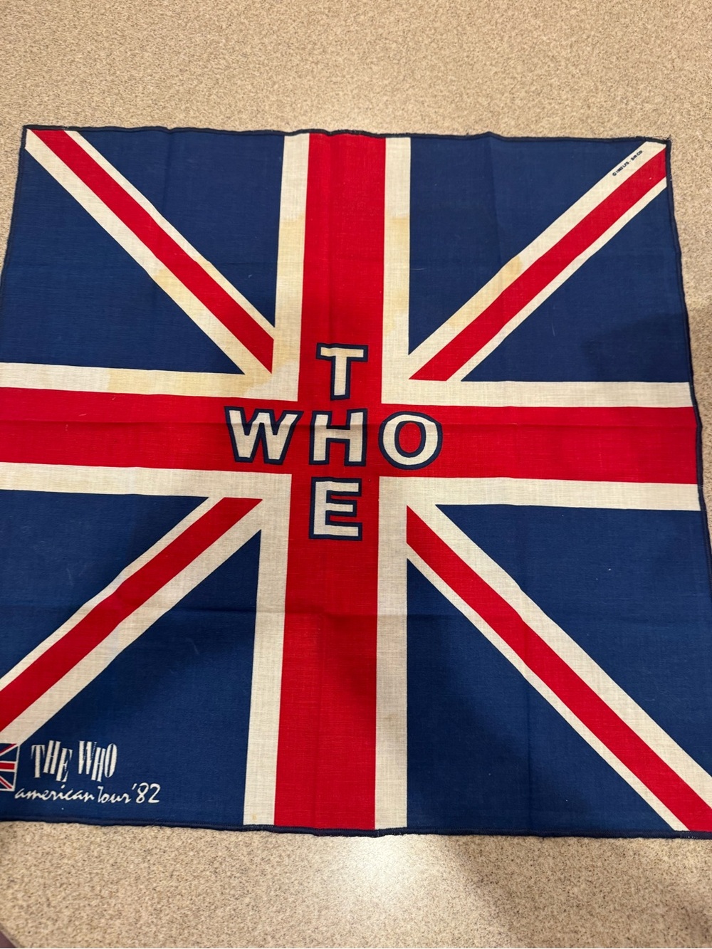 21 x 21” Vintage 1982 The Who American Tour bandana